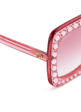 Detail View - Click To Enlarge - GUCCI - Jewelled oversized square acetate sunglasses