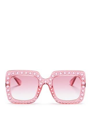 Main View - Click To Enlarge - GUCCI - Jewelled oversized square acetate sunglasses