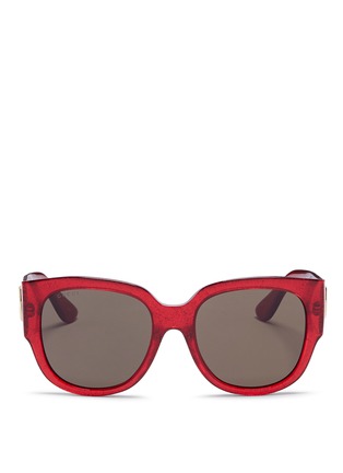 Main View - Click To Enlarge - GUCCI - Glitter acetate oversized round sunglasses