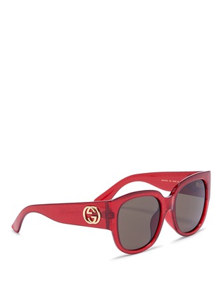Figure View - Click To Enlarge - GUCCI - Glitter acetate oversized round sunglasses