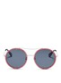Main View - Click To Enlarge - GUCCI - Glitter acetate rim metal round sunglasses