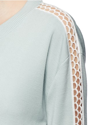 Detail View - Click To Enlarge - CHLOÉ - Crochet lace insert wool-silk sweater