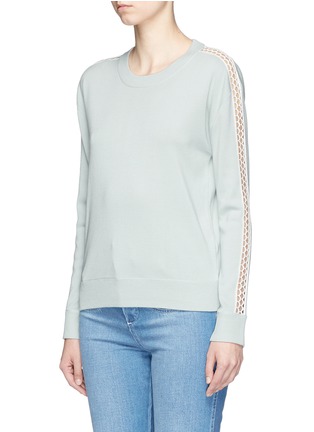 Front View - Click To Enlarge - CHLOÉ - Crochet lace insert wool-silk sweater
