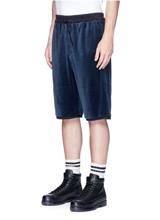 Front View - Click To Enlarge - 3.1 PHILLIP LIM - Jersey underlay velour sweat shorts