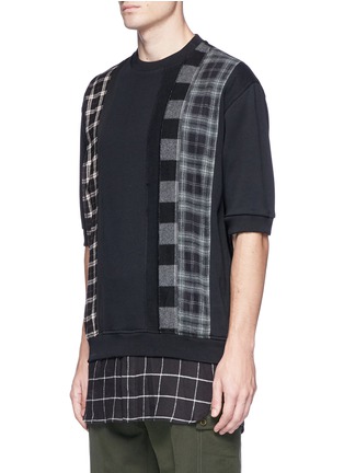 Front View - Click To Enlarge - 3.1 PHILLIP LIM - Check plaid patchwork French terry T-shirt