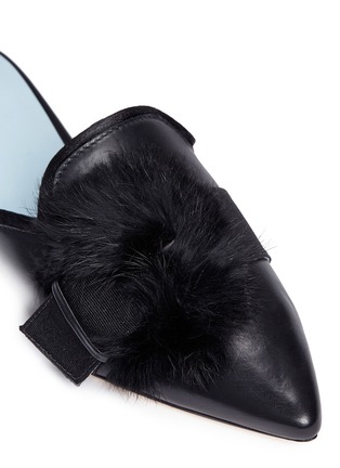 Detail View - Click To Enlarge - FRANCES VALENTINE - 'Paulette' fur pompom leather slides