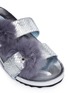 Detail View - Click To Enlarge - FRANCES VALENTINE - 'Marie' fur pompom snake embossed leather slide sandals