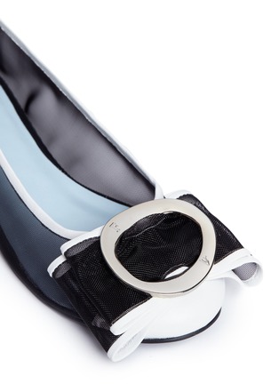Detail View - Click To Enlarge - FRANCES VALENTINE - 'Zoe' buckle bow leather and mesh ballet flats