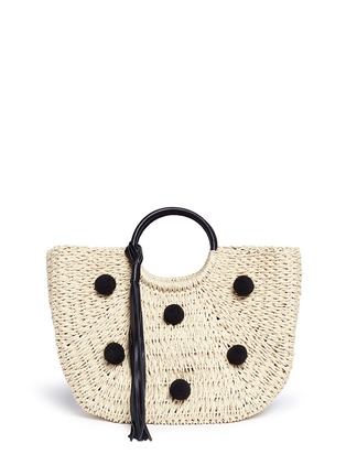 Main View - Click To Enlarge - REBECCA MINKOFF - Pompom paper straw tote