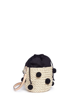 Detail View - Click To Enlarge - REBECCA MINKOFF - Pompom paper straw bucket bag