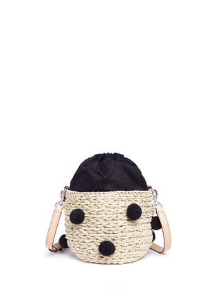 Detail View - Click To Enlarge - REBECCA MINKOFF - Pompom paper straw bucket bag