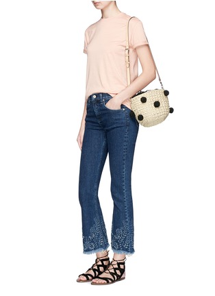 Front View - Click To Enlarge - REBECCA MINKOFF - Pompom paper straw bucket bag