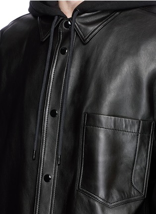 Detail View - Click To Enlarge - ALEXANDER WANG - French terry hood lambskin leather jacket