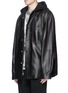 Front View - Click To Enlarge - ALEXANDER WANG - French terry hood lambskin leather jacket