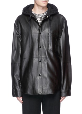 Main View - Click To Enlarge - ALEXANDER WANG - French terry hood lambskin leather jacket