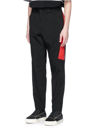Front View - Click To Enlarge - ALEXANDER WANG - 'Hybrid Moto' contrast trim chinos