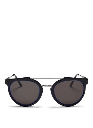 Main View - Click To Enlarge - SUPER - 'Giaguaro Impero Blu' metal bridge round acetate sunglasses
