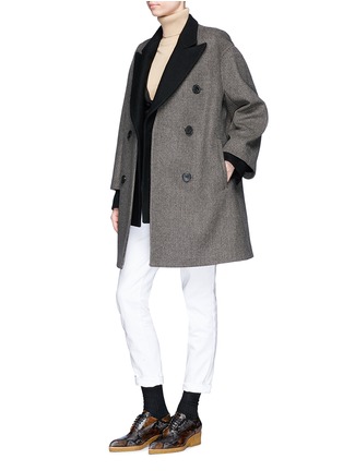 Figure View - Click To Enlarge - DRIES VAN NOTEN - 'Rimic' 2-in-1 check plaid wool melton coat