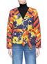 Main View - Click To Enlarge - DRIES VAN NOTEN - 'Volosa' belted stripe floral print wool blend jacket