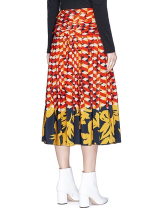 Back View - Click To Enlarge - DRIES VAN NOTEN - 'Sheen' geometric floral print pleated silk skirt