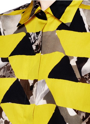 Detail View - Click To Enlarge - DRIES VAN NOTEN - 'Cristel' watercolour geometric print cotton poplin shirt