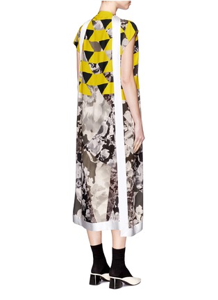 Back View - Click To Enlarge - DRIES VAN NOTEN - 'Dabor' watercolour geometric print wrap effect maxi dress
