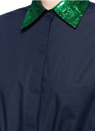 Detail View - Click To Enlarge - DRIES VAN NOTEN - 'Dualy' sequin collar poplin shirt dress