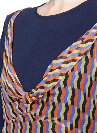 Detail View - Click To Enlarge - DRIES VAN NOTEN - 'Capri' zigzag stripe camisole overlay cady crepe top