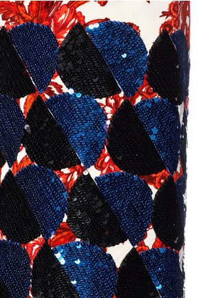 Detail View - Click To Enlarge - DRIES VAN NOTEN - 'Shine' sequin circle floral print velveteen skirt
