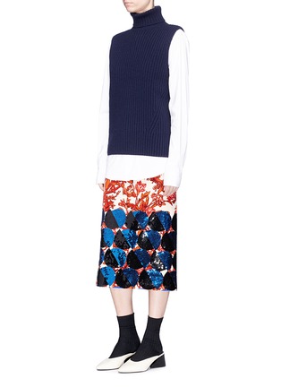 Figure View - Click To Enlarge - DRIES VAN NOTEN - 'Shine' sequin circle floral print velveteen skirt