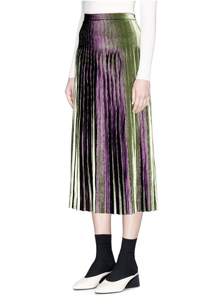 Front View - Click To Enlarge - DRIES VAN NOTEN - 'Soyo' pleated lamé midi skirt