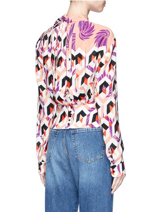 Back View - Click To Enlarge - DRIES VAN NOTEN - 'Colette' pleated graphic print silk crepe top