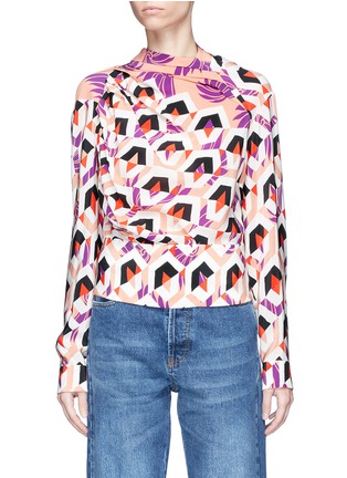 Main View - Click To Enlarge - DRIES VAN NOTEN - 'Colette' pleated graphic print silk crepe top