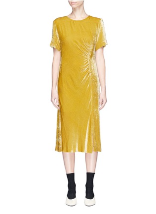 Main View - Click To Enlarge - DRIES VAN NOTEN - 'Donen' ruched velvet T-shirt dress