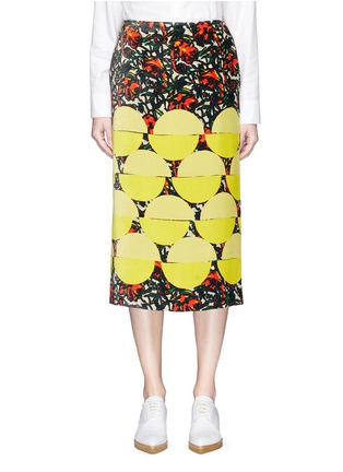 Main View - Click To Enlarge - DRIES VAN NOTEN - 'Shine' geometric floral print velvet pencil skirt
