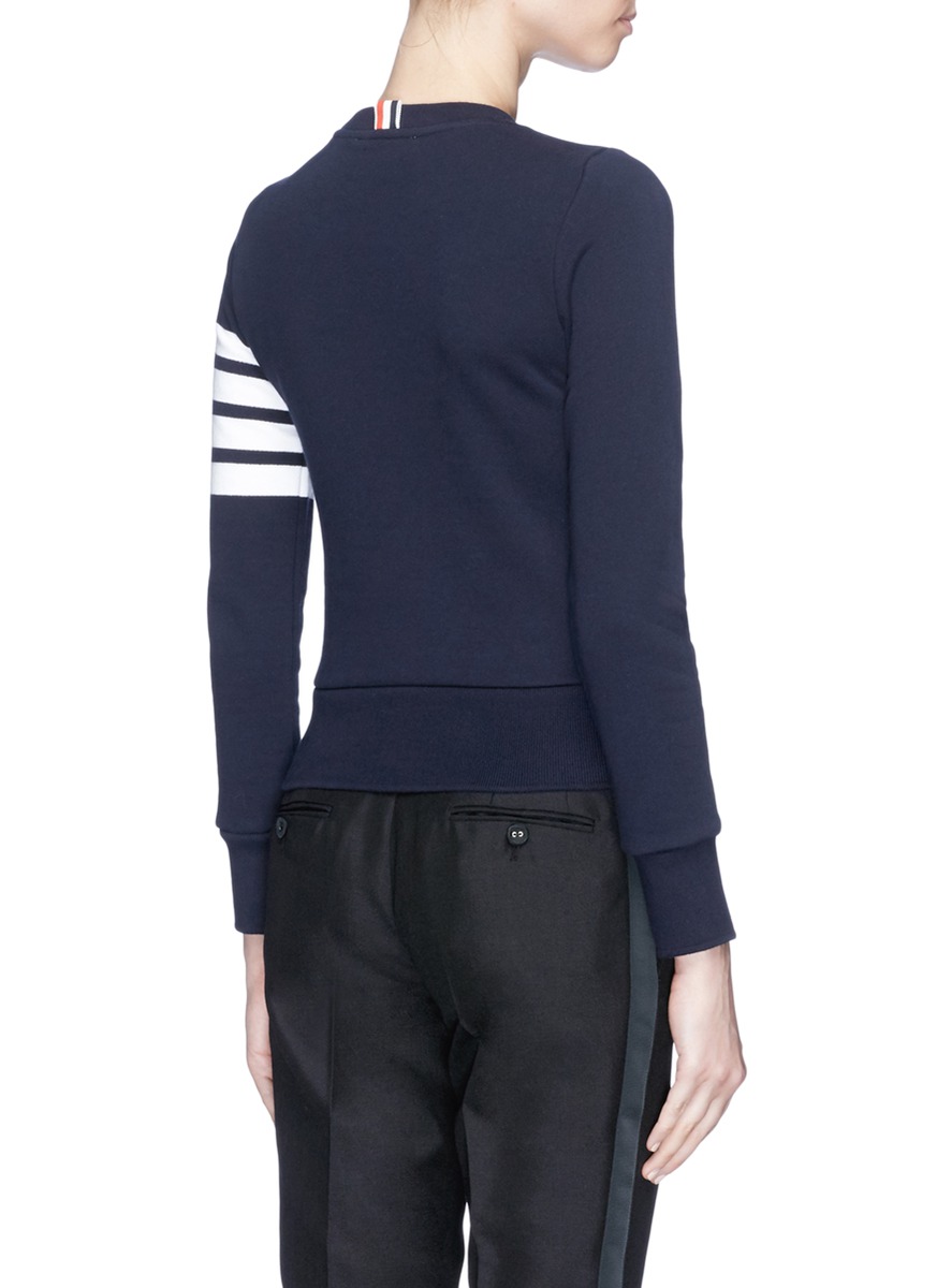 THOM BROWNE Womens Pullover Sweatshirt With Engineered 4-Bar Stripe in ...