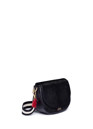 Detail View - Click To Enlarge - FRANCES VALENTINE - 'Ellen' mini snake embossed leather saddle bag