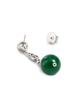 Detail View - Click To Enlarge - LC COLLECTION JADE - Diamond jade 18k white gold sphere drop earrings