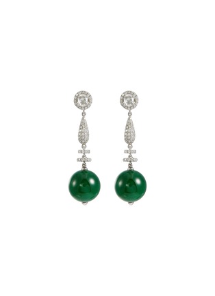 Main View - Click To Enlarge - LC COLLECTION JADE - Diamond jade 18k white gold sphere drop earrings