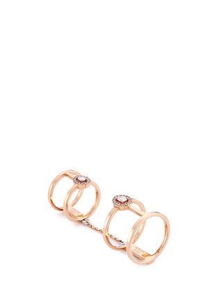 Main View - Click To Enlarge - MESSIKA - 'Glam'Azone Double' diamond 18k rose gold chain ring
