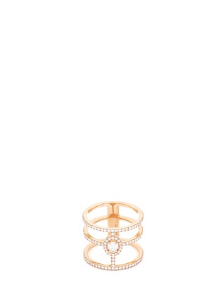 Main View - Click To Enlarge - MESSIKA - 'Glam'Azone 3 Rows' diamond 18k rose gold ring