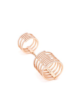 Main View - Click To Enlarge - MESSIKA - 'Gatsby Double' diamond 18k rose gold chain ring