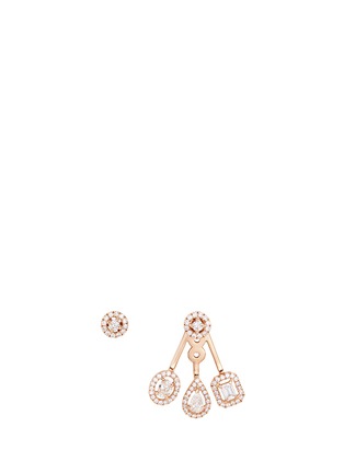 Main View - Click To Enlarge - MESSIKA - 'My Twin Trio' diamond 18k rose gold asymmetric earrings