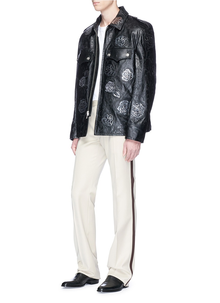 Shop Calvin Klein 205w39nyc 'embossed Policeman' Calfskin Leather Jacket