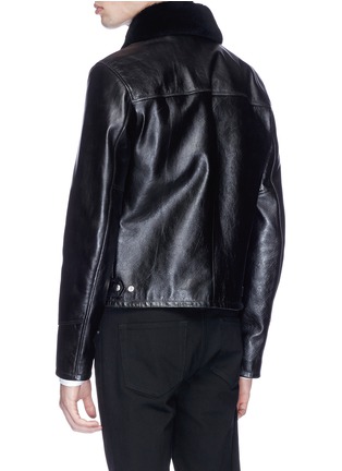 Back View - Click To Enlarge - CALVIN KLEIN 205W39NYC - Removable lamb fur collar leather jacket