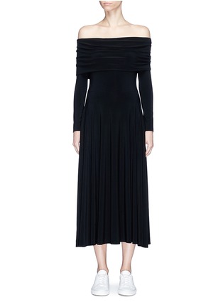 Main View - Click To Enlarge - NORMA KAMALI - 'Cowl Neck Flaired' off-shoulder maxi dress
