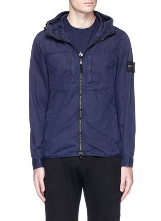 Main View - Click To Enlarge - STONE ISLAND - Brushed cotton canvas zip hoodie