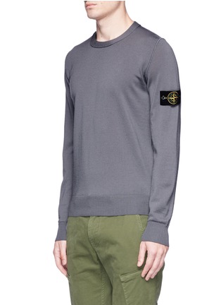 Front View - Click To Enlarge - STONE ISLAND - Logo badge wool sweater