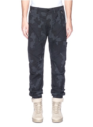 Main View - Click To Enlarge - STONE ISLAND - Check grid camouflage print ripstop pants