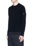 Front View - Click To Enlarge - STONE ISLAND - Ruched sleeve stretch sweater